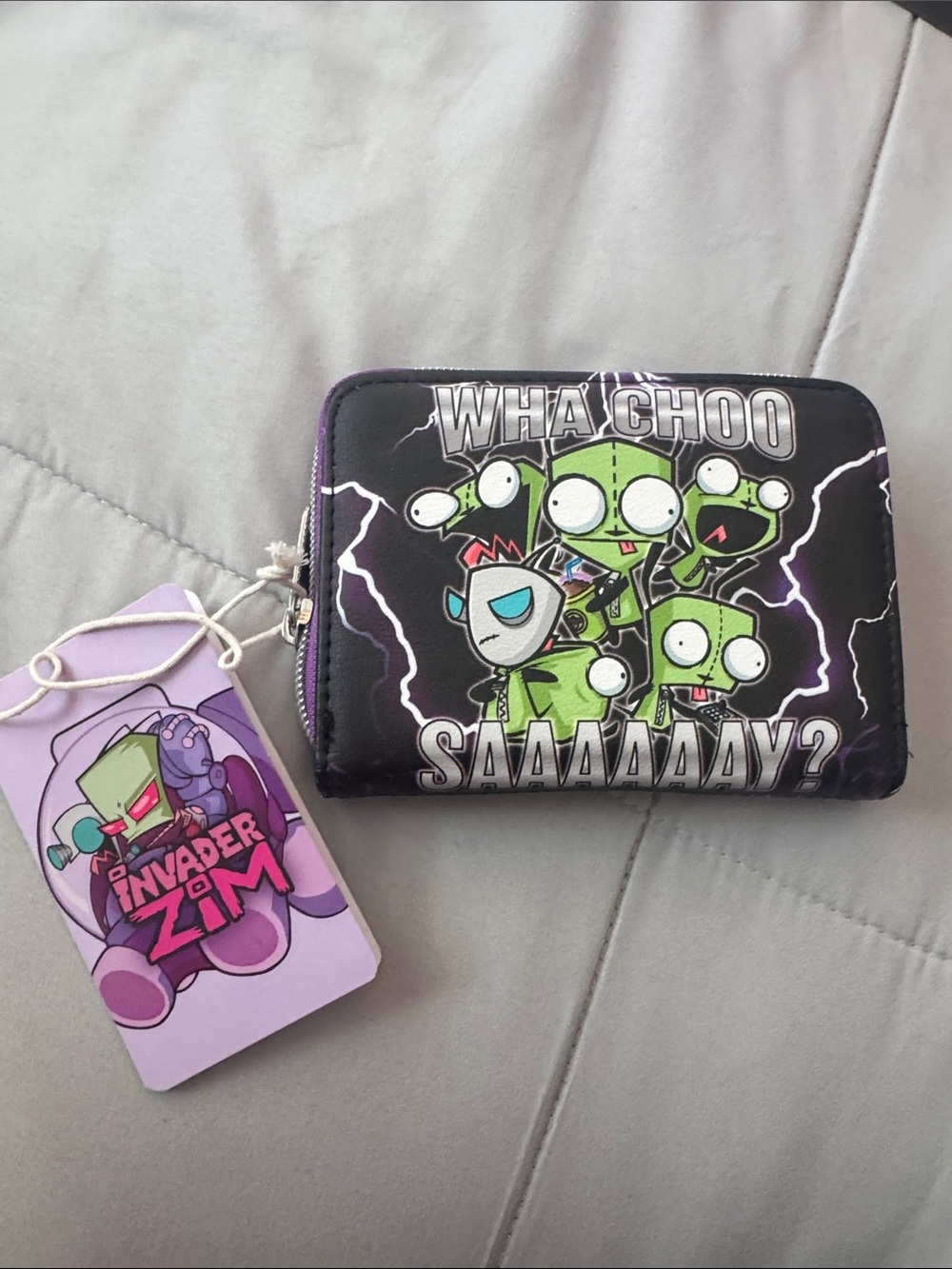 Loungefly Invader Zim Black & Green Zip Wallet with Purple Accents